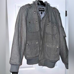 Men's Gray Wool Jacket. Size XL
